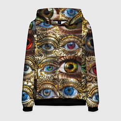 Толстовка-худи мужская Металлические глаза в стиле стимпанк, цвет: 3D-черный