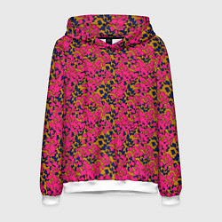 Толстовка-худи мужская Взаимосвязанные листочки, розового жёлтого и синег, цвет: 3D-белый