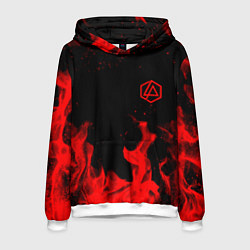 Толстовка-худи мужская Linkin Park красный огонь лого, цвет: 3D-белый
