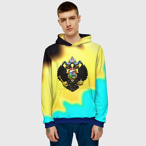 Мужская толстовка Российская империя герб краски / 3D-Синий – фото 3