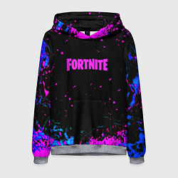 Толстовка-худи мужская Fortnite неоновые брызги красок, цвет: 3D-меланж