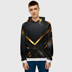 Толстовка-худи мужская Gold luxury black abstract, цвет: 3D-белый — фото 2