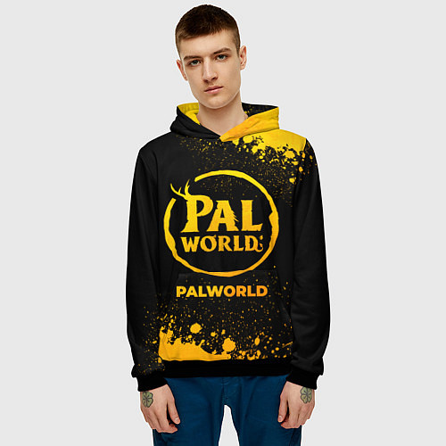 Мужская толстовка Palworld - gold gradient / 3D-Черный – фото 3