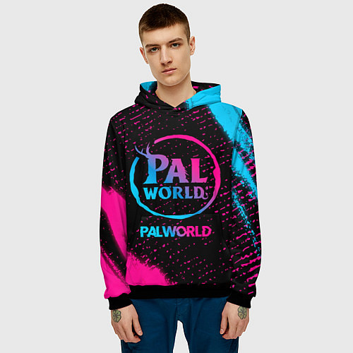 Мужская толстовка Palworld - neon gradient / 3D-Черный – фото 3