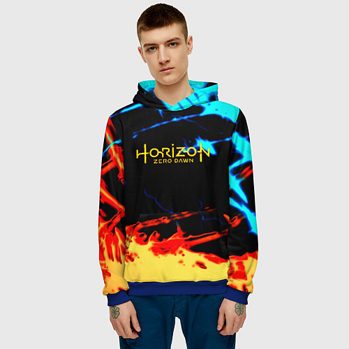 Мужская толстовка Horizon zero dawn огонь и лёд / 3D-Синий – фото 3