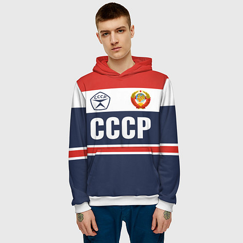 Мужская толстовка СССР - Союз Советских Социалистических Республик / 3D-Белый – фото 3