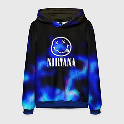 Толстовка-худи мужская Nirvana flame ghost steel, цвет: 3D-синий