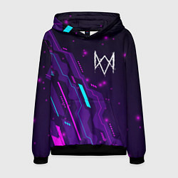 Толстовка-худи мужская Watch Dogs neon gaming, цвет: 3D-черный