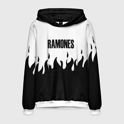 Толстовка-худи мужская Ramones fire black rock, цвет: 3D-белый