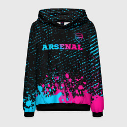 Толстовка-худи мужская Arsenal - neon gradient посередине, цвет: 3D-черный