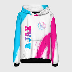 Толстовка-худи мужская Ajax neon gradient style вертикально, цвет: 3D-черный