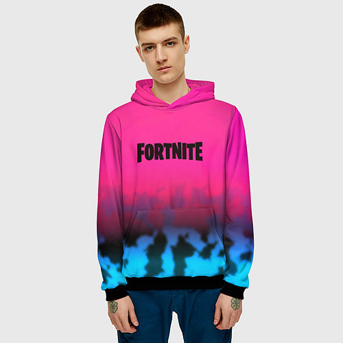 Мужская толстовка Fortnite текстура броня / 3D-Черный – фото 3