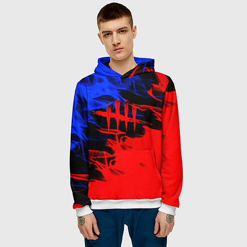 Мужская толстовка Dead by daylight битва огней / 3D-Белый – фото 3