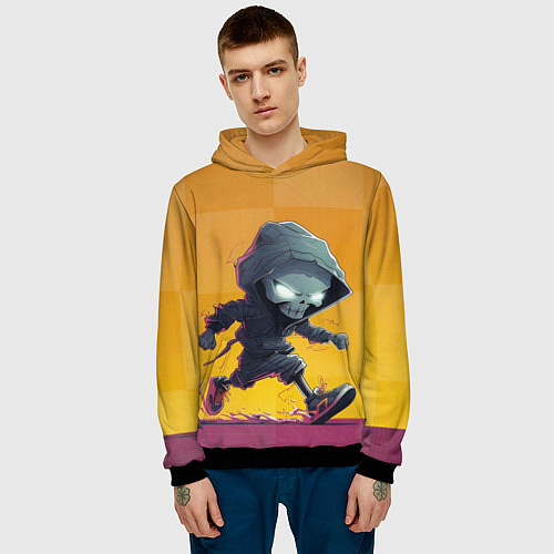 Мужская толстовка Бегущий скелет / 3D-Черный – фото 3