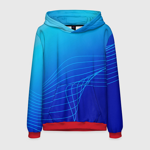 Мужская толстовка Синий градиент полосы / 3D-Красный – фото 1