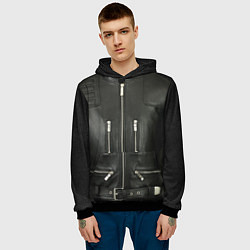 Толстовка-худи мужская Terminator first - leather jacket, цвет: 3D-черный — фото 2