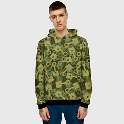 Толстовка-худи мужская Поршни двигателя - камуфляж, цвет: 3D-черный — фото 2