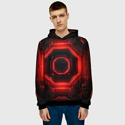 Толстовка-худи мужская Nvidia style black and red neon, цвет: 3D-черный — фото 2