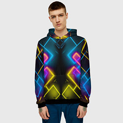 Толстовка-худи мужская Жёлтый неон, цвет: 3D-черный — фото 2