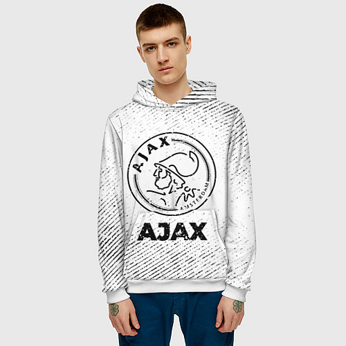 Мужская толстовка Ajax с потертостями на светлом фоне / 3D-Белый – фото 3