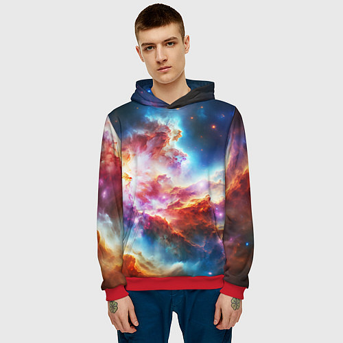 Мужская толстовка The cosmic nebula / 3D-Красный – фото 3