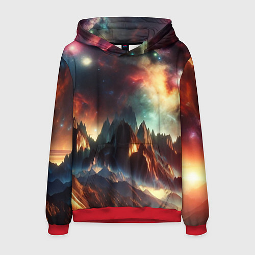 Мужская толстовка Space landscape with mountains / 3D-Красный – фото 1