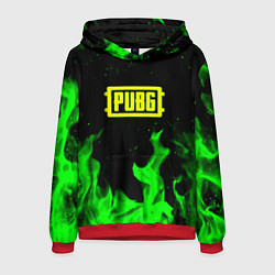 Толстовка-худи мужская PUBG кислотное лого огненный стиль, цвет: 3D-красный