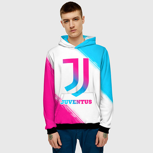 Мужская толстовка Juventus neon gradient style / 3D-Черный – фото 3