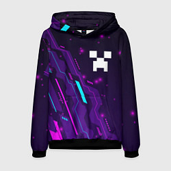 Толстовка-худи мужская Minecraft neon gaming, цвет: 3D-черный
