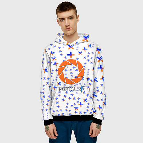 Мужская толстовка Portal logo pattern steel / 3D-Черный – фото 3