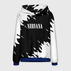Толстовка-худи мужская Nirvana текстура огонь, цвет: 3D-синий