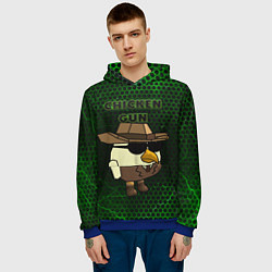 Толстовка-худи мужская Chicken gun green, цвет: 3D-синий — фото 2