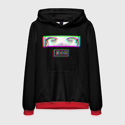 Толстовка-худи мужская Глаза сердечки - аниме, цвет: 3D-красный