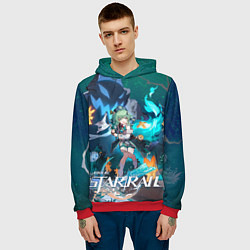 Толстовка-худи мужская Хохо из Хонкая, цвет: 3D-красный — фото 2