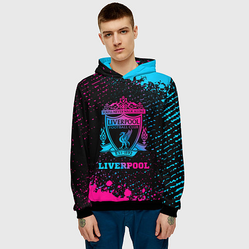 Мужская толстовка Liverpool - neon gradient / 3D-Черный – фото 3