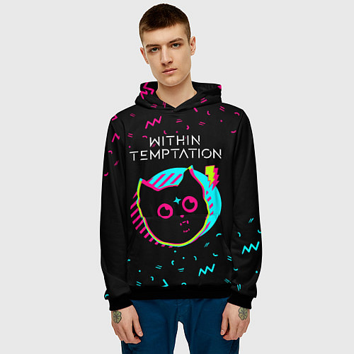 Мужская толстовка Within Temptation - rock star cat / 3D-Черный – фото 3