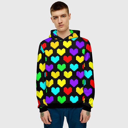 Мужская толстовка Undertale heart pattern / 3D-Черный – фото 3