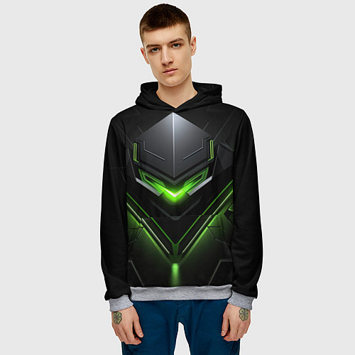 Мужская толстовка Green and black abstract style / 3D-Меланж – фото 3