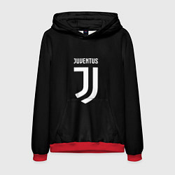 Толстовка-худи мужская Juventus sport fc белое лого, цвет: 3D-красный
