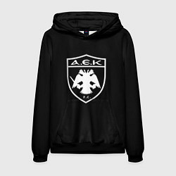 Толстовка-худи мужская AEK fc белое лого, цвет: 3D-черный