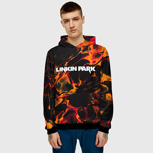 Мужская толстовка Linkin Park red lava / 3D-Черный – фото 3