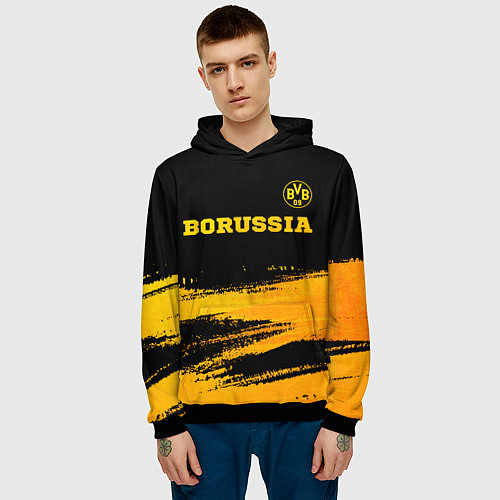 Мужская толстовка Borussia - gold gradient посередине / 3D-Черный – фото 3