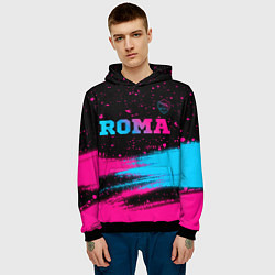 Толстовка-худи мужская Roma - neon gradient посередине, цвет: 3D-черный — фото 2