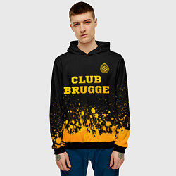 Толстовка-худи мужская Club Brugge - gold gradient посередине, цвет: 3D-черный — фото 2
