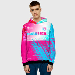 Толстовка-худи мужская Borussia neon gradient style посередине, цвет: 3D-черный — фото 2