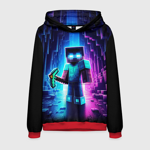 Мужская толстовка Minecraft - neon character ai art / 3D-Красный – фото 1