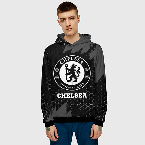 Мужская толстовка Chelsea sport на темном фоне / 3D-Черный – фото 3