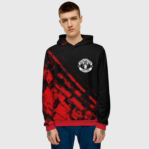 Мужская толстовка Manchester United sport grunge / 3D-Красный – фото 3