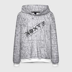 Толстовка-худи мужская Равнодушие на сером фоне, цвет: 3D-белый