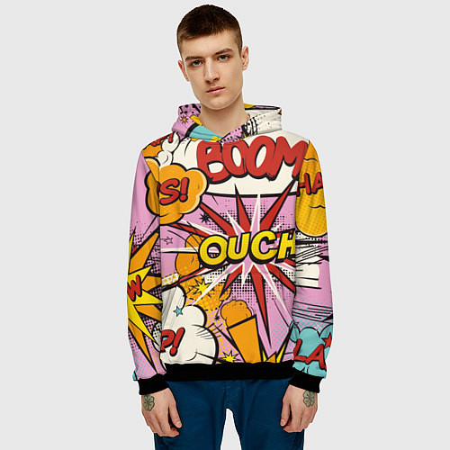 Мужская толстовка Oops-boom: комикс бум / 3D-Черный – фото 3
